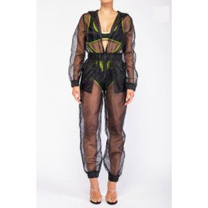 Mesh Hooded Jumpsuit
